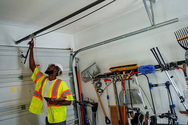 Professional Garage Door technician working in Garnet, CA